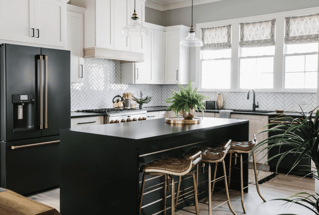 black quartz countertops kitchen, replacing countertops orlando
