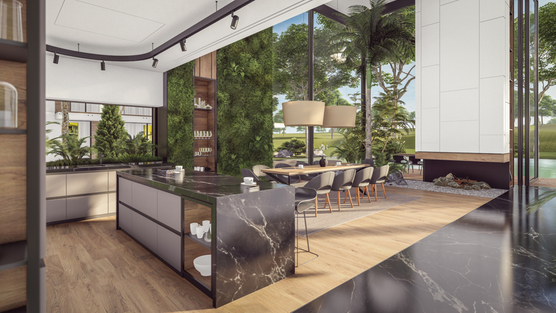 Biophilic Kitchen Designs with New Countertops